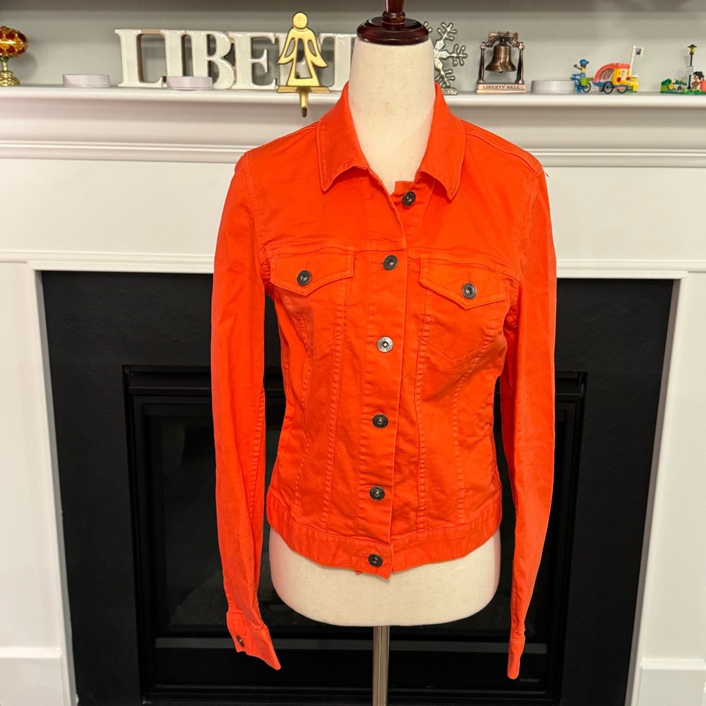 Two by Vince Camuto Bright Orange Stretch Denim Jacket (S)